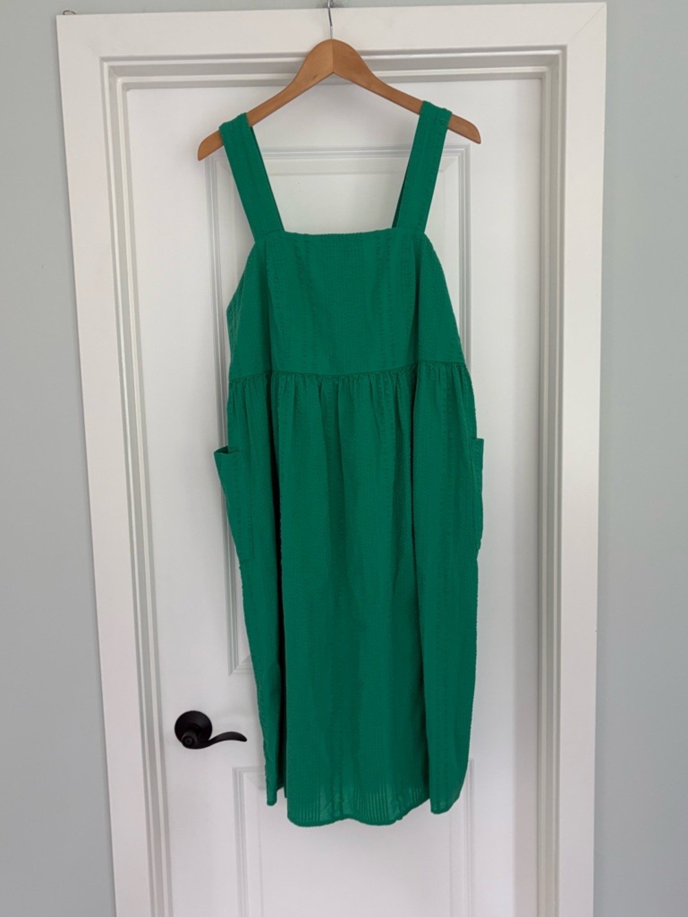 Sonoma 100% Cotton Crinkle Kelly Green Midi Dress XL - Picture 3 of 9